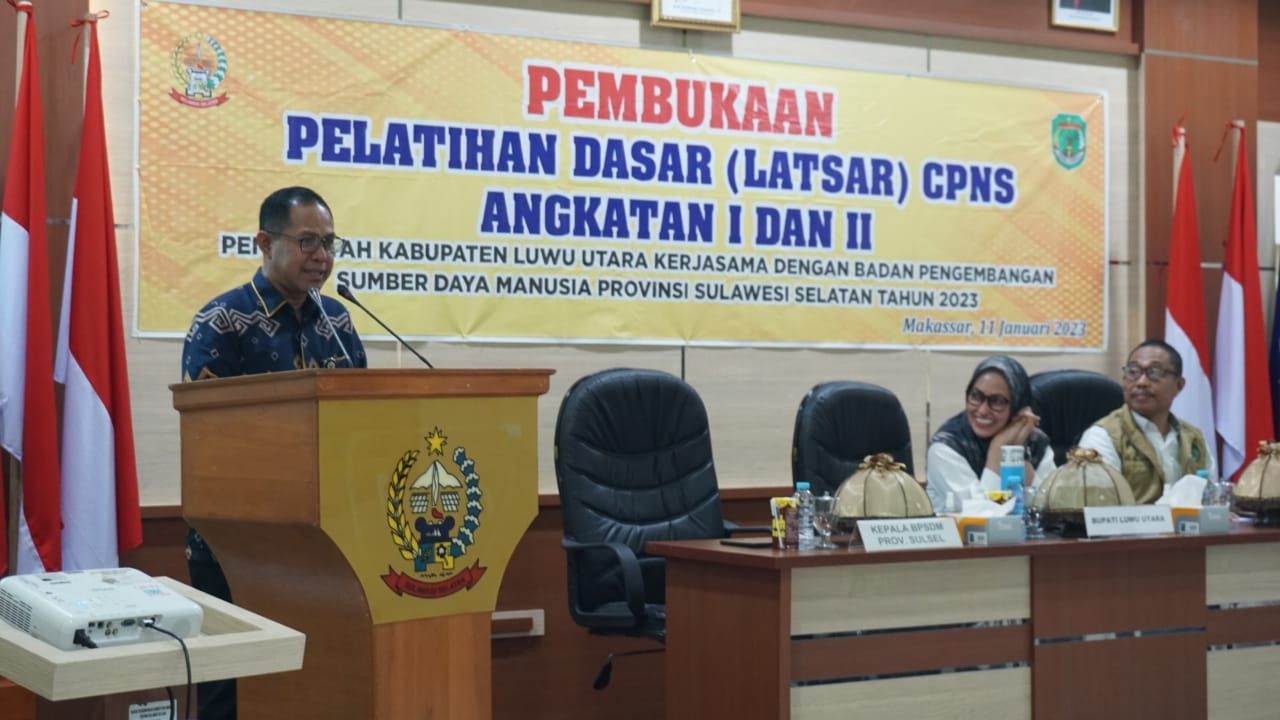 PEMBUKAAN LATSAR CPNS ANGKATAN 1 DAN 2 KABUPATEN LUWU UTARA DI BPSDM PROV. SULSEL