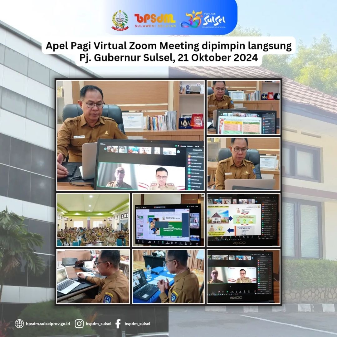APEL PAGI VIRTUAL ZOOM MEETING DIPIMPIN LANGSUNG PJ GUBERNUR SULSEL 