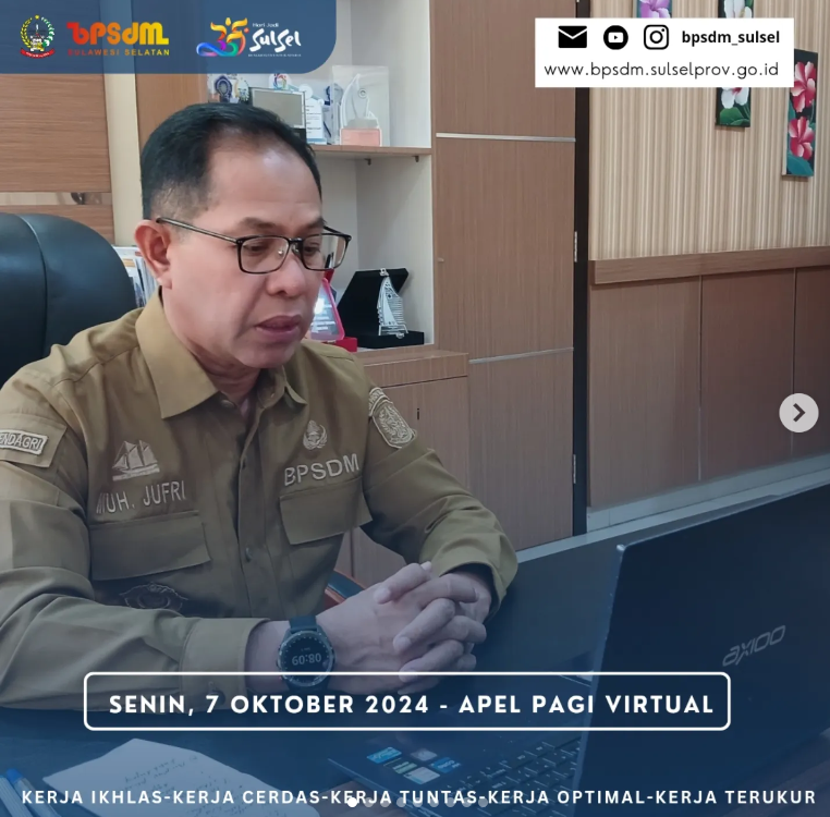 Apel Pagi Virtual Bersama Pj. Gubernur Sulsel, Prof. Dr. Zudan Arif Fakrulloh 