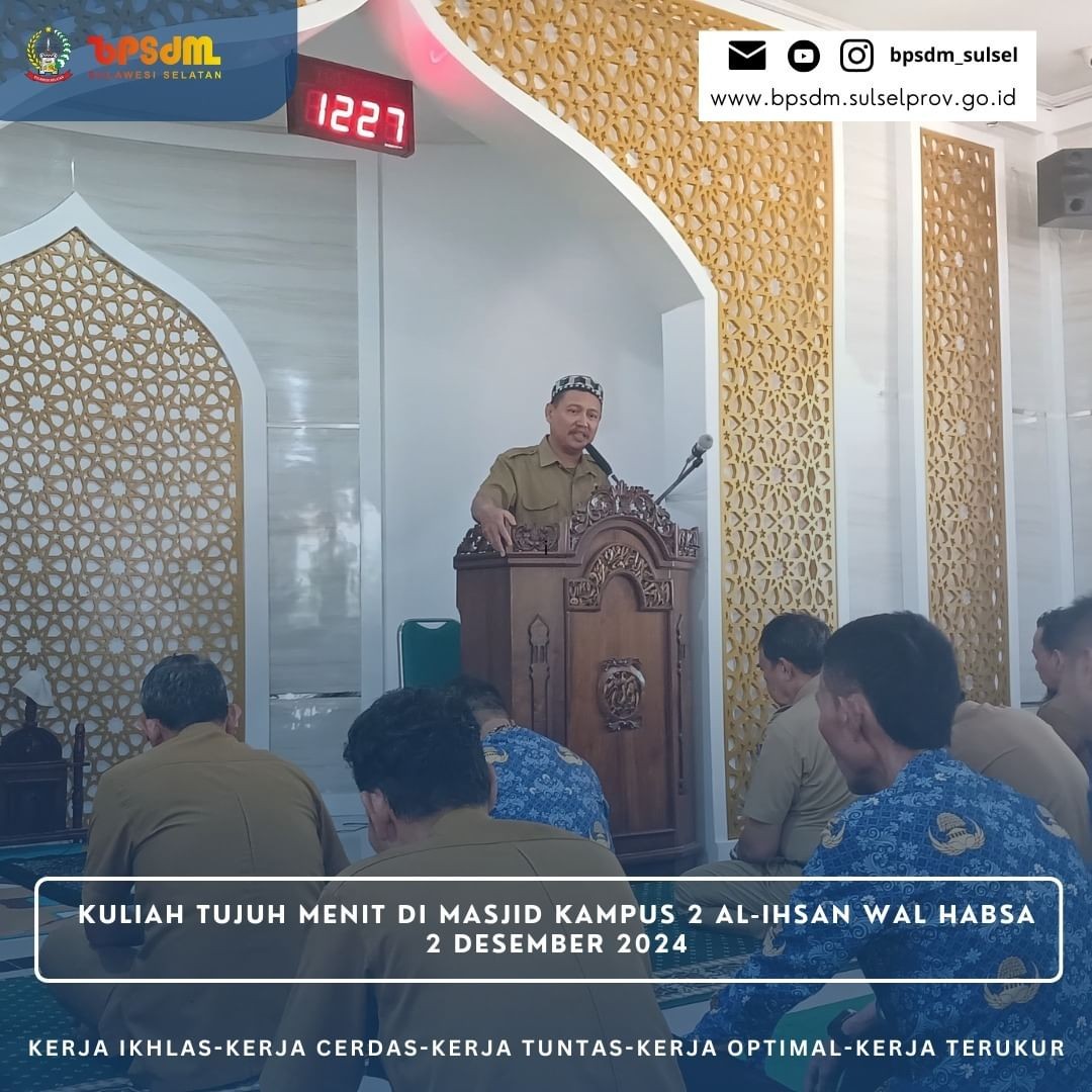 AGENDA RUTIN DI MASJID KAMPUS 2 BPSDM PROV. SULSEL 