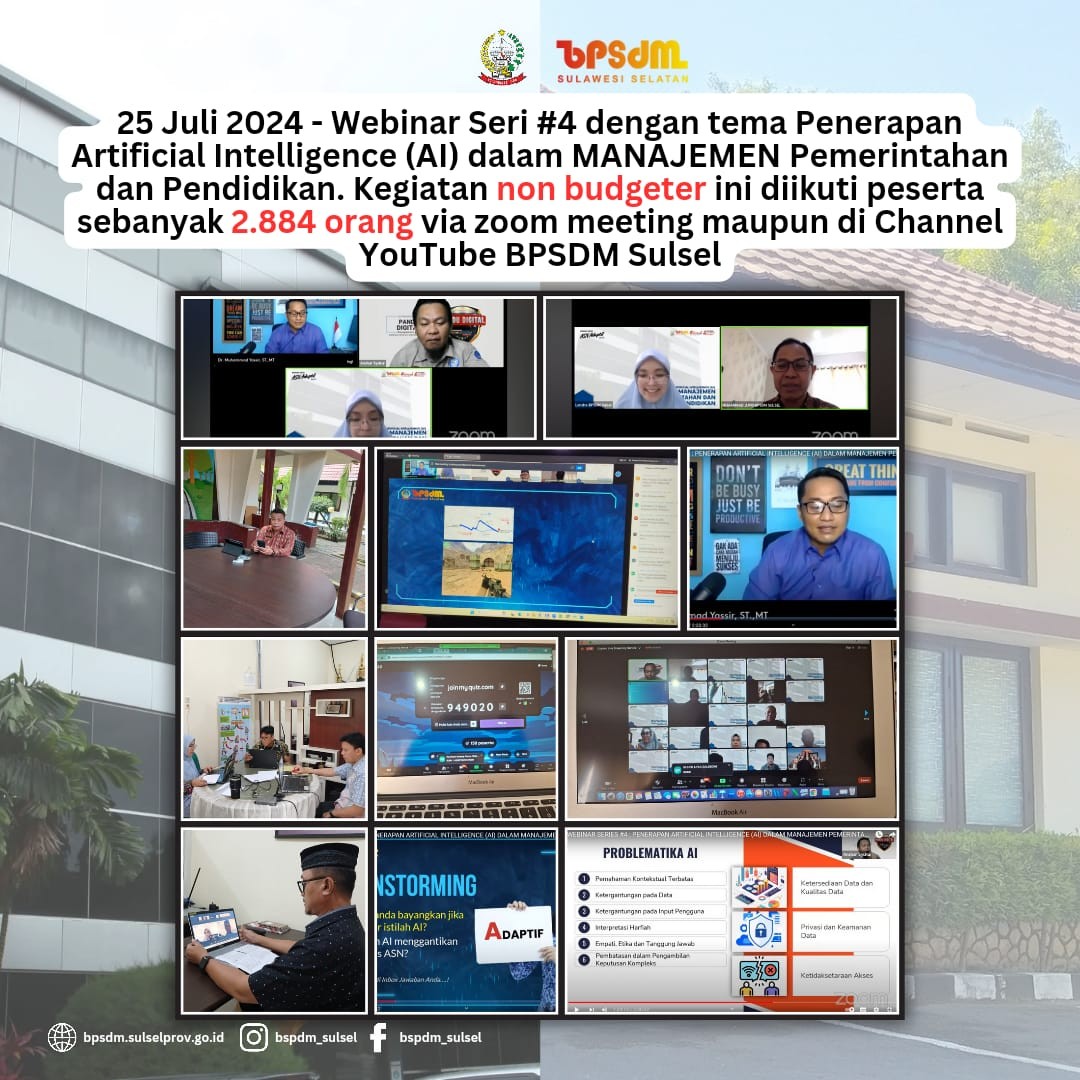 BPSDM SULSEL GELAR WEBINAR AI UNTUK MANAJEMEN PEMERINTAHAN DAN PENDIDIKAN