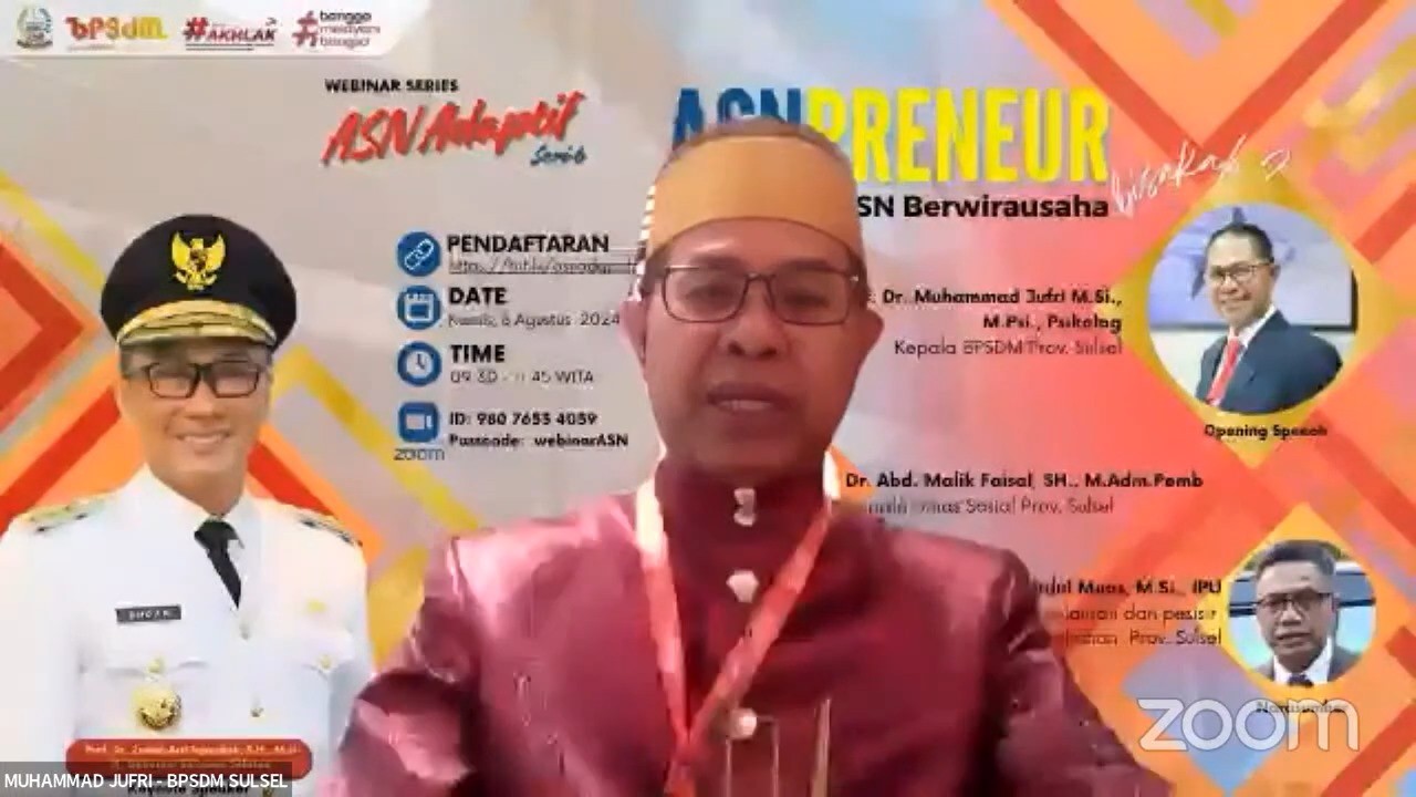 WEBINAR BPSDM SULSEL BAHAS PELUANG ASN DALAM BERWIRAUSAHA