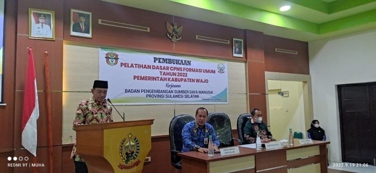 BUPATI WAJO BUKA PELATIHAN DASAR CPNS FORMASI UMUM TAHUN 2022 PEMKAB. WAJO