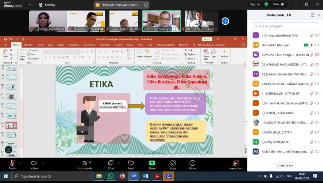 PKP Angkatan XVII Pemkab. Gowa Masuk Tahap E-Learning