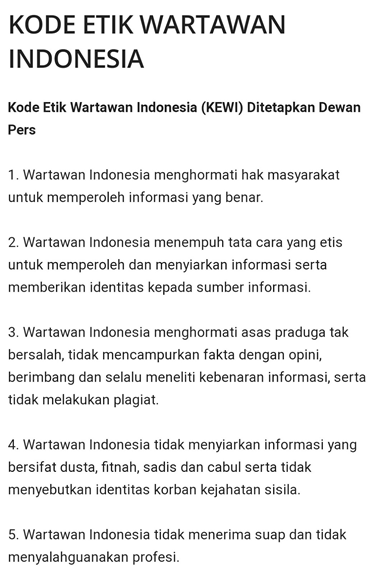 KODE ETIK WARTAWAN 1